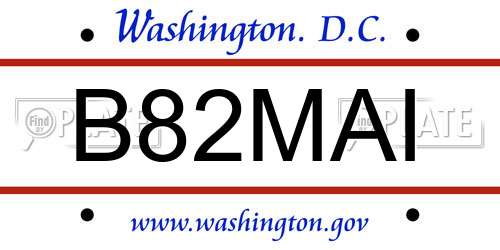 B82MAI District Of Columbia License Plate