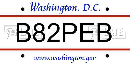 B82PEB District Of Columbia License Plate