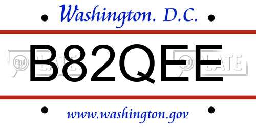B82QEE District Of Columbia License Plate