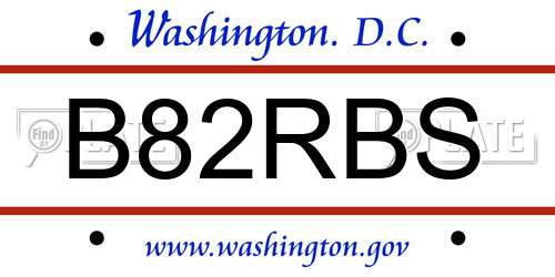 B82RBS District Of Columbia License Plate