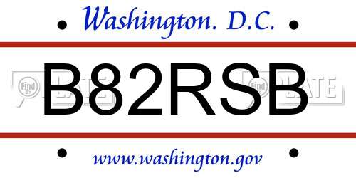 B82RSB District Of Columbia License Plate