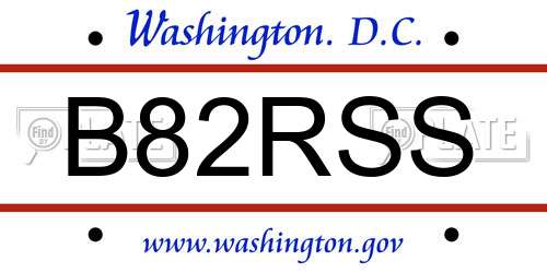 B82RSS District Of Columbia License Plate