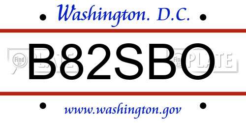 B82SBO District Of Columbia License Plate