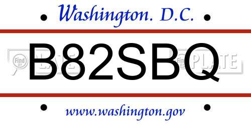 B82SBQ District Of Columbia License Plate