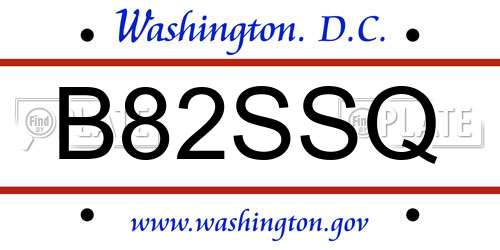 B82SSQ District Of Columbia License Plate