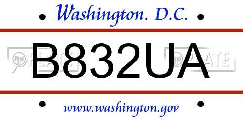 B832UA District Of Columbia License Plate