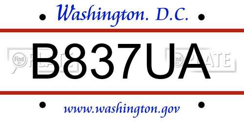 B837UA District Of Columbia License Plate