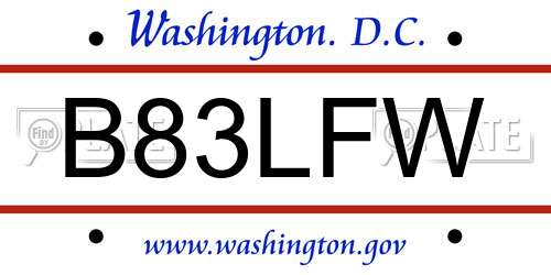 B83LFW District Of Columbia License Plate