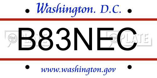 B83NEC District Of Columbia License Plate