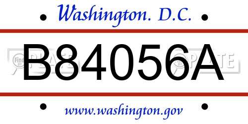 B84056A District Of Columbia License Plate