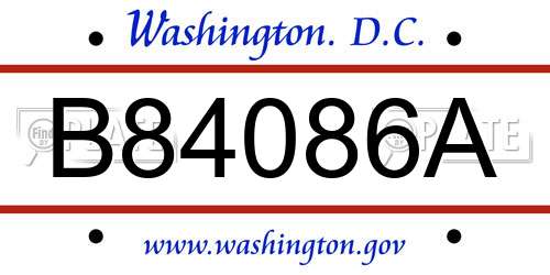 B84086A District Of Columbia License Plate