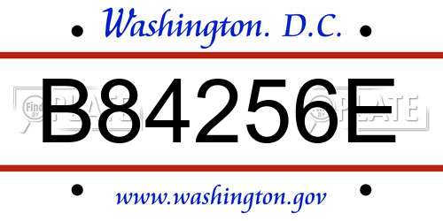 B84256E District Of Columbia License Plate