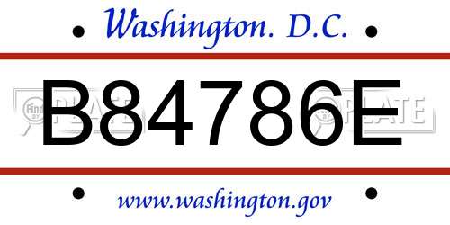 B84786E District Of Columbia License Plate