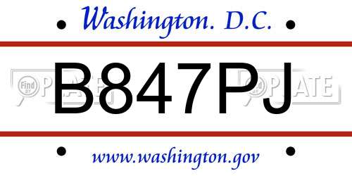 B847PJ District Of Columbia License Plate