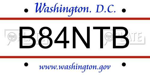 B84NTB District Of Columbia License Plate
