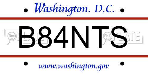 B84NTS District Of Columbia License Plate