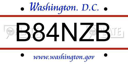 B84NZB District Of Columbia License Plate