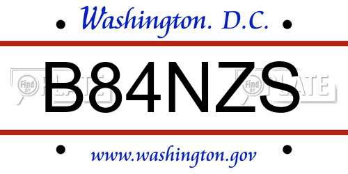 B84NZS District Of Columbia License Plate