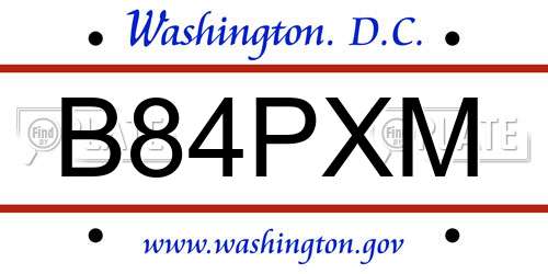 B84PXM District Of Columbia License Plate