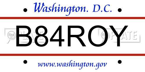 B84ROY District Of Columbia License Plate