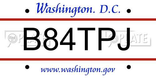 B84TPJ District Of Columbia License Plate