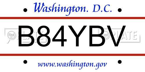 B84YBV District Of Columbia License Plate
