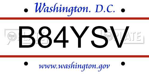 B84YSV District Of Columbia License Plate