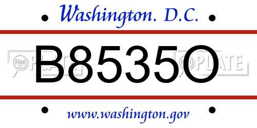 B8535O District Of Columbia License Plate