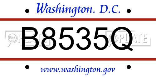 B8535Q District Of Columbia License Plate