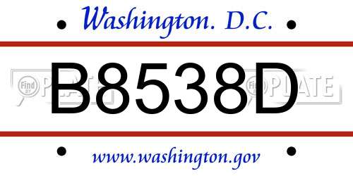 B8538D District Of Columbia License Plate