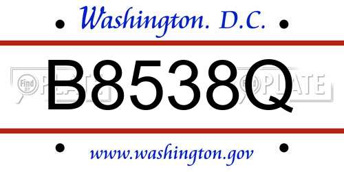 B8538Q District Of Columbia License Plate