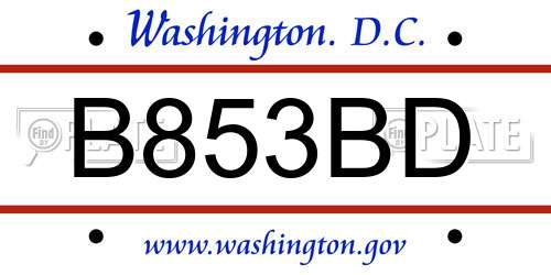 B853BD District Of Columbia License Plate