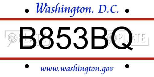 B853BQ District Of Columbia License Plate