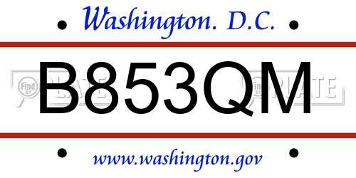 B853QM District Of Columbia License Plate