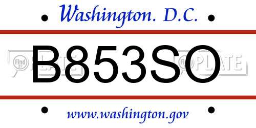 B853SO District Of Columbia License Plate