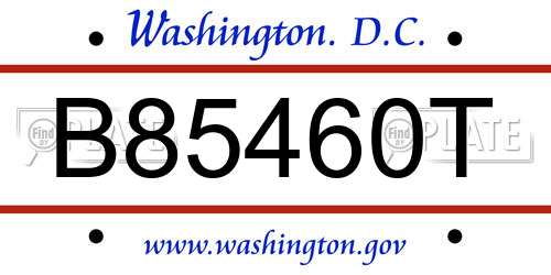 B85460T District Of Columbia License Plate