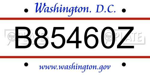 B85460Z District Of Columbia License Plate