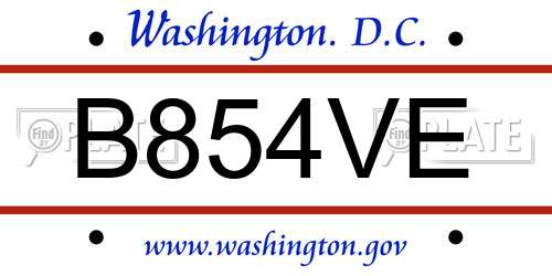 B854VE District Of Columbia License Plate