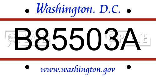 B85503A District Of Columbia License Plate