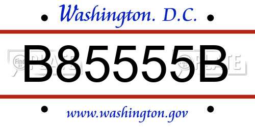 B85555B District Of Columbia License Plate
