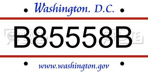 B85558B District Of Columbia License Plate