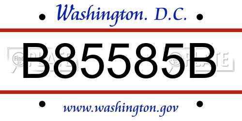 B85585B District Of Columbia License Plate