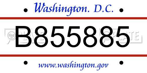 B855885 District Of Columbia License Plate