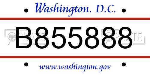 B855888 District Of Columbia License Plate