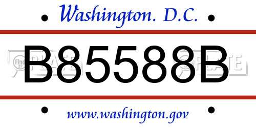 B85588B District Of Columbia License Plate