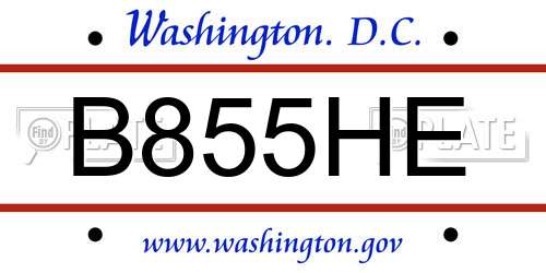 B855HE District Of Columbia License Plate