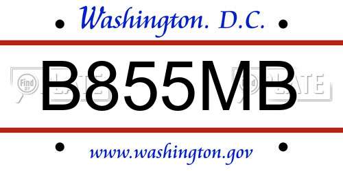 B855MB District Of Columbia License Plate