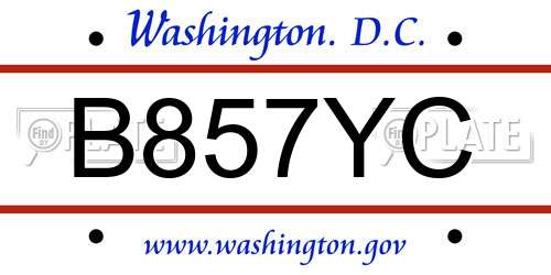 B857YC District Of Columbia License Plate