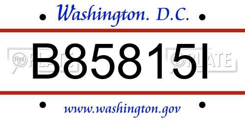 B85815I District Of Columbia License Plate