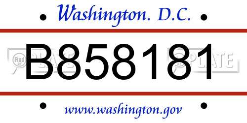 B858181 District Of Columbia License Plate